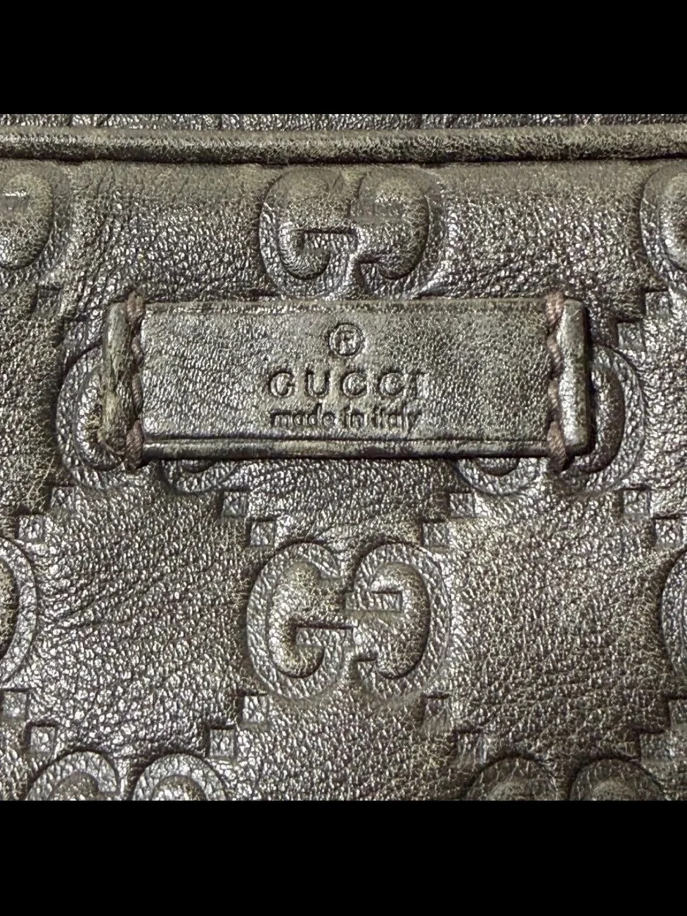 Gucci Black Embossed GG Leather Briefcase with Top Handles